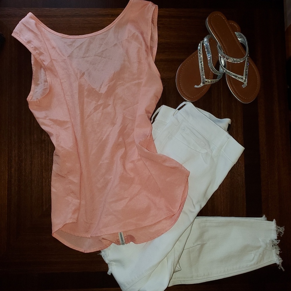 Perfect for Summer Peach Pink Sleeveless Blouse